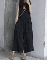 Summer Loose Retro Linen Jumpsuit