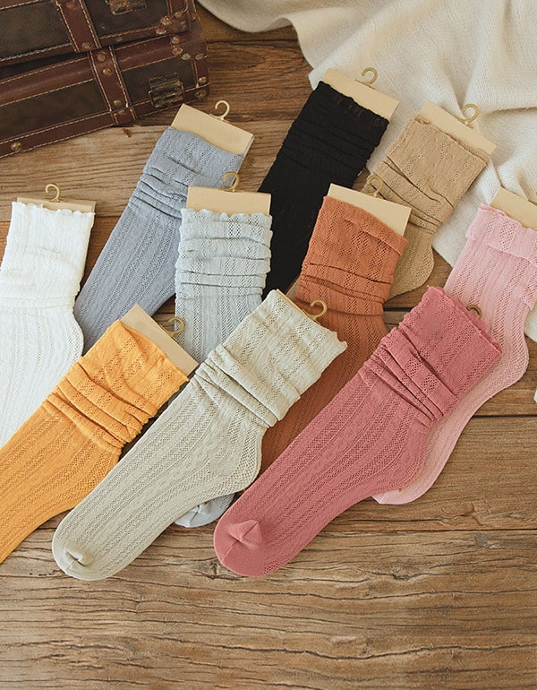 3 Pairs Spring Summer Women's Lace Socks