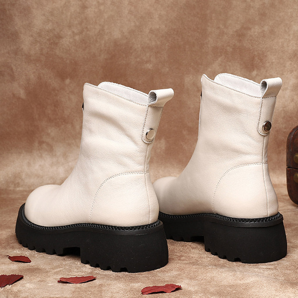 Thick Bottom Fashion Martin Boots White