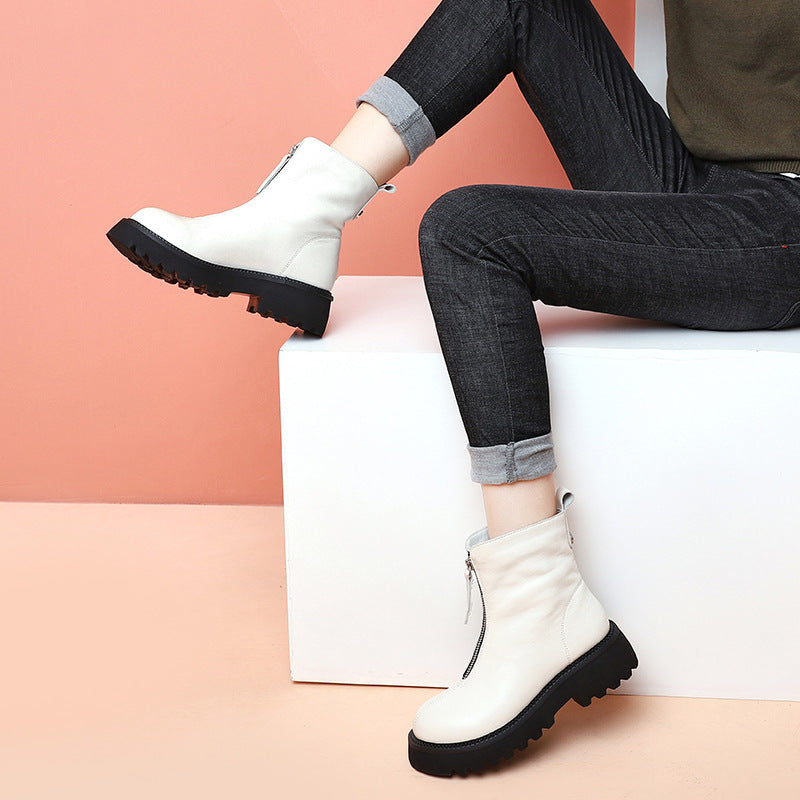 Thick Bottom Fashion Martin Boots White