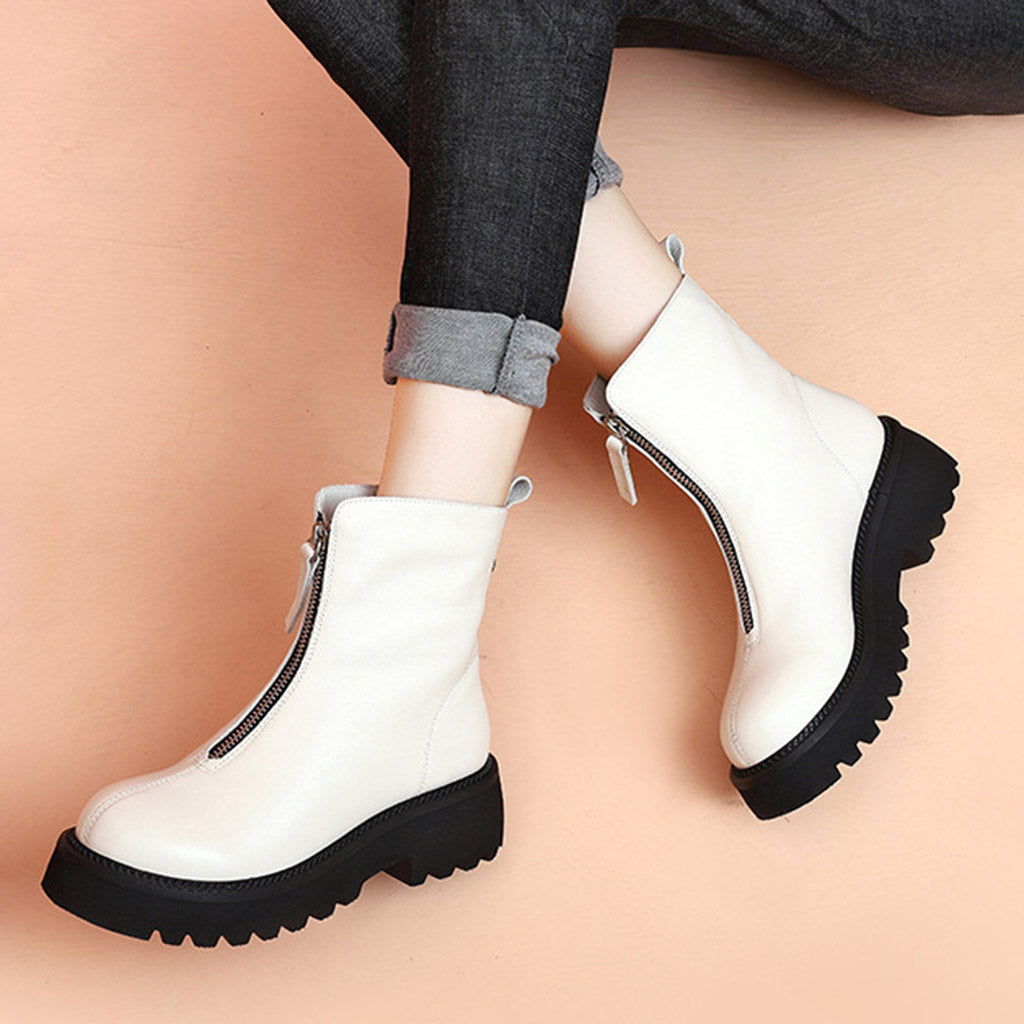 Thick Bottom Fashion Martin Boots White