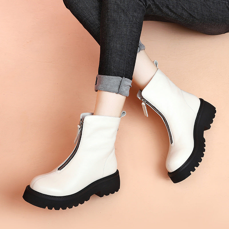 Thick Bottom Fashion Martin Boots White