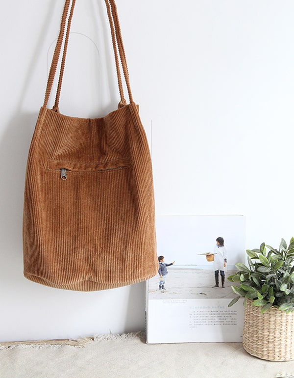 Simple Corduroy Capacity Shoulder Bag