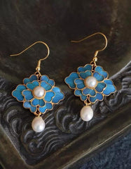 Handmade Vintage Blue Gold-plated Earrings