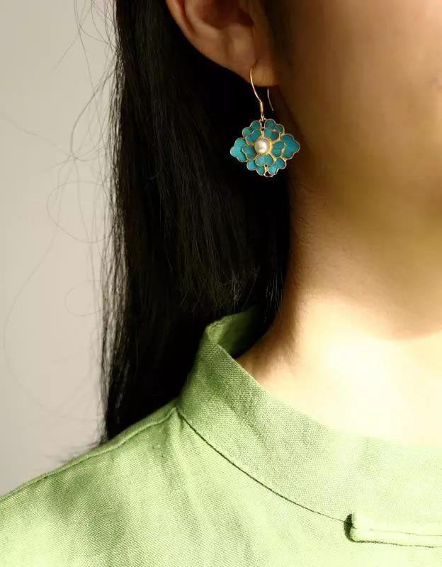 Handmade Vintage Blue Gold-plated Earrings