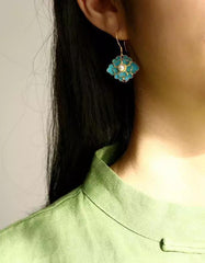 Handmade Vintage Blue Gold-plated Earrings