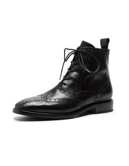 Vintage British Style Lace Up Brogue Oxford Boots