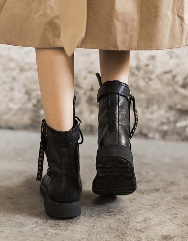 Vintage Handmade Classic Mid-calf Combat Boots