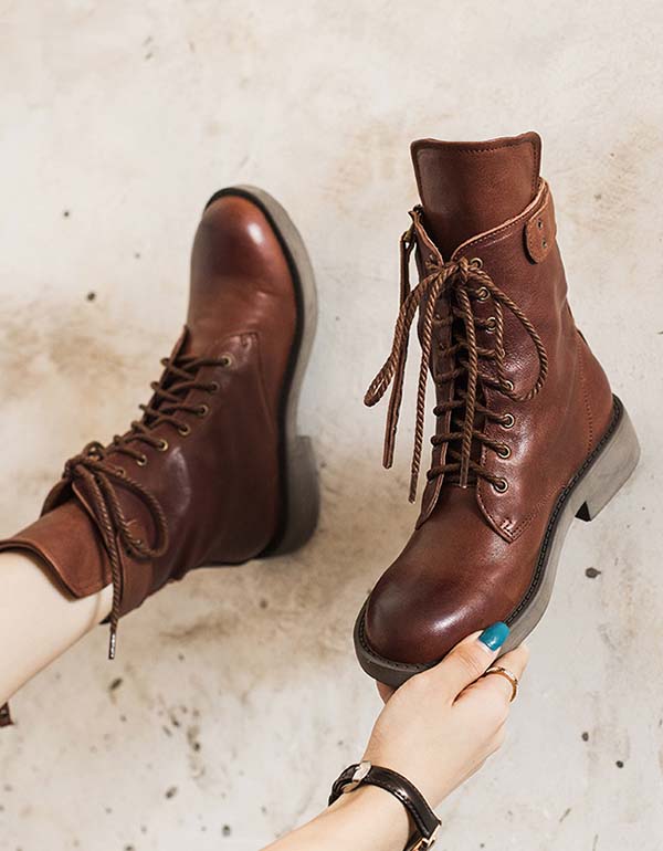 Vintage Handmade Classic Mid-calf Combat Boots