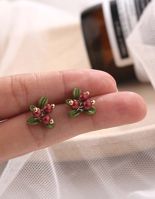 Vintage Cranberry Stud Earrings