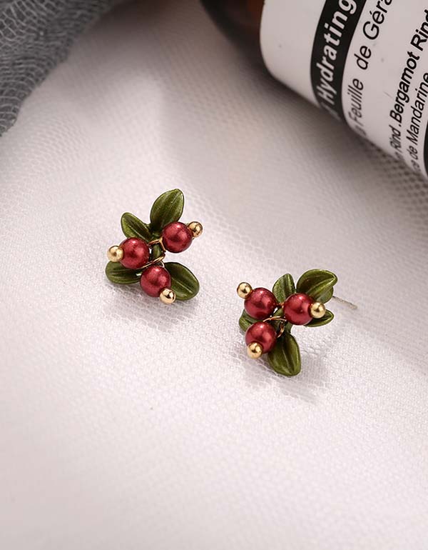 Vintage Cranberry Stud Earrings