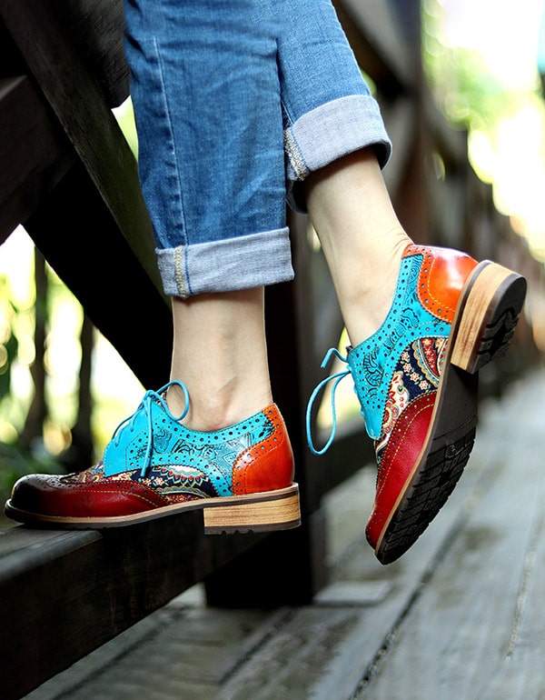 Handmade Leather Vintage Oxford Shoes for Women 36-42