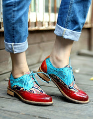 ClearanceHandmade Leather Vintage Oxford Shoes for Women 35