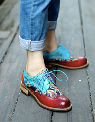 ClearanceHandmade Leather Vintage Oxford Shoes for Women 35