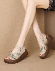 Vintage Wedge  Summer Leather Sandals