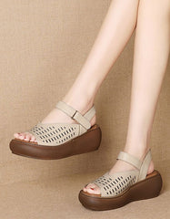 Vintage Wedge  Summer Leather Sandals