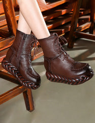 Waterproof Lace-up Retro Platform Boots