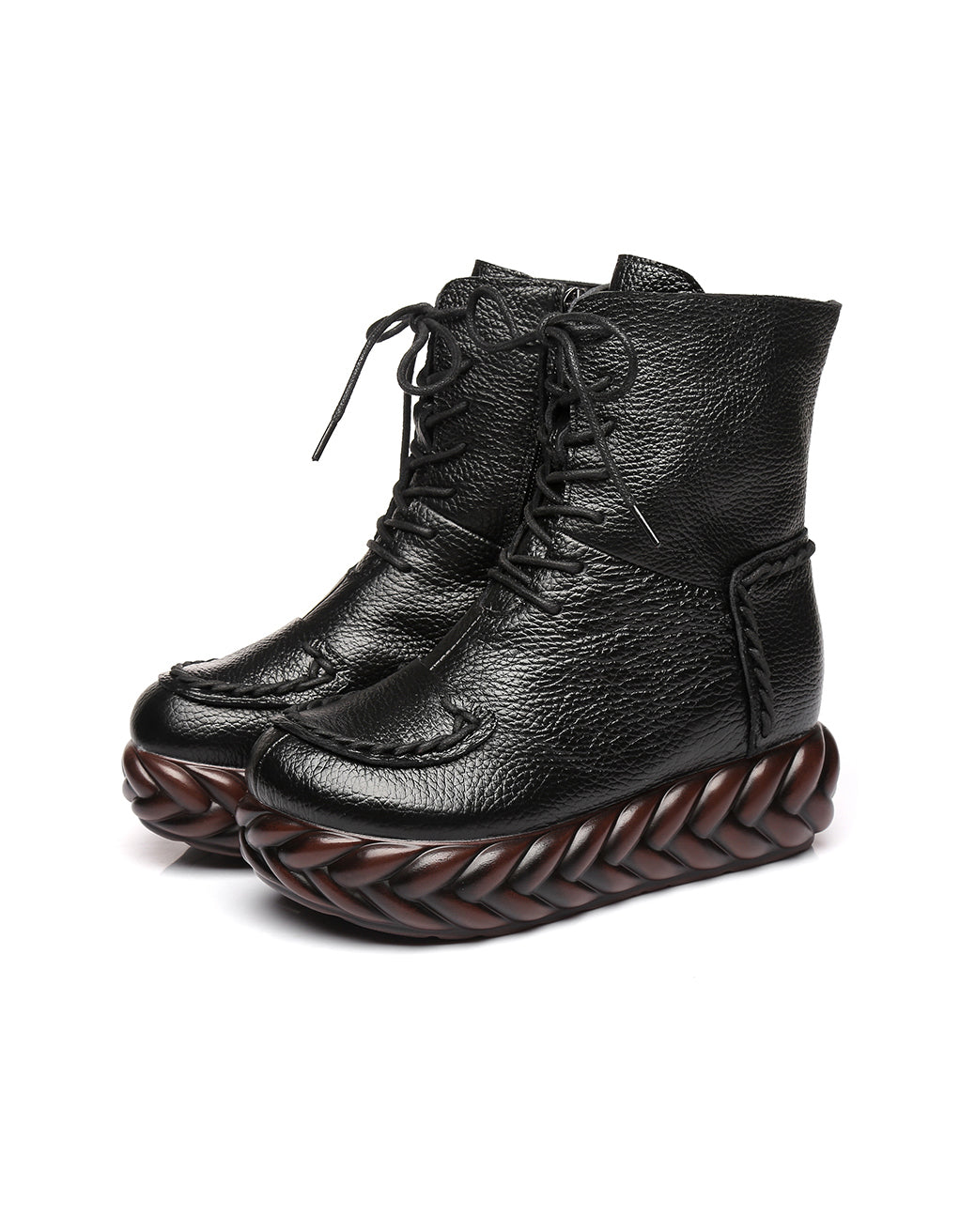 Waterproof Lace-up Retro Platform Boots