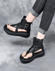 Wedge Flip Flop Summer Sandals Black