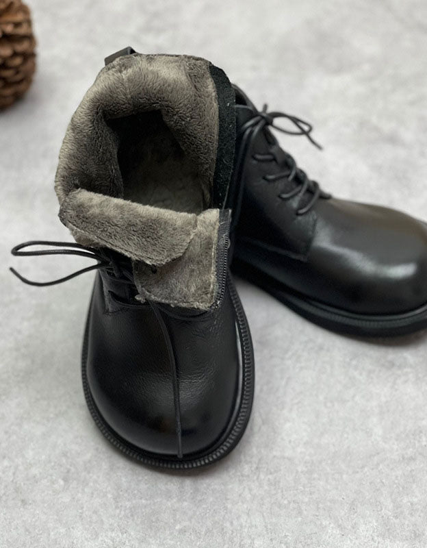 Autumn Winter Wide Toe Box Lace up Retro Ankle Boots