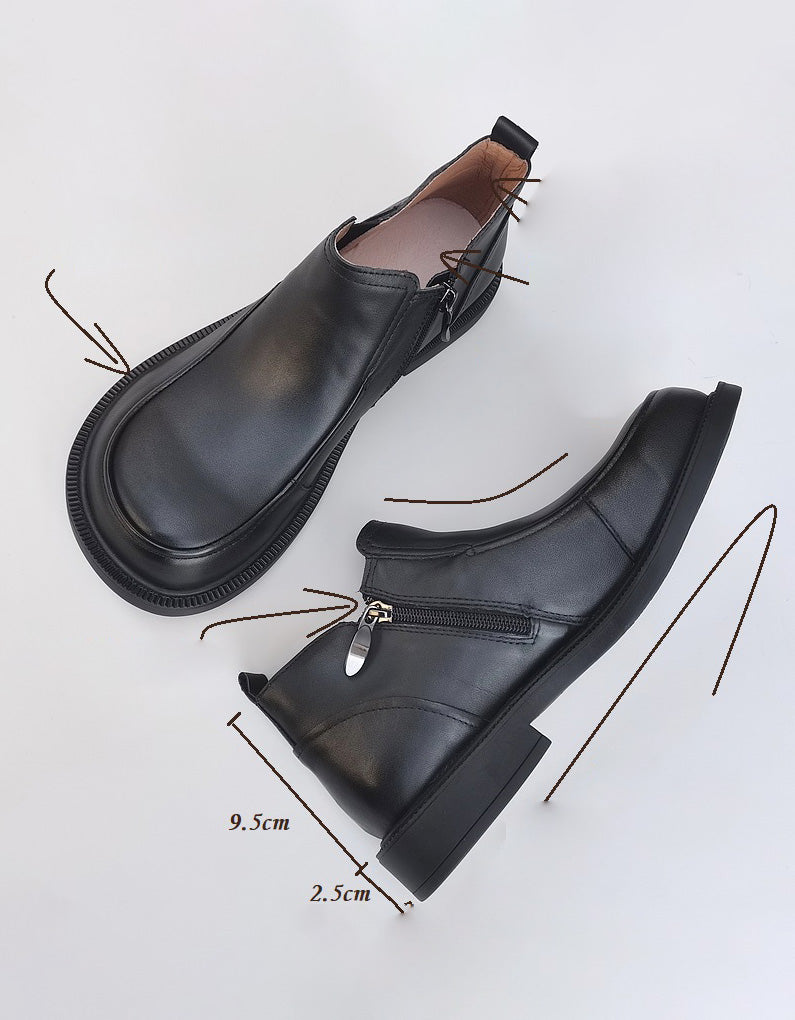 Wide Head Retro Leather Spring Boots for Men