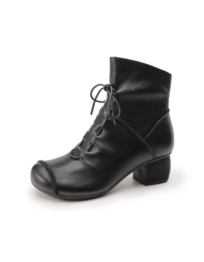 Winter Autumn Comfortable Lace Up Chunky Heel Boots