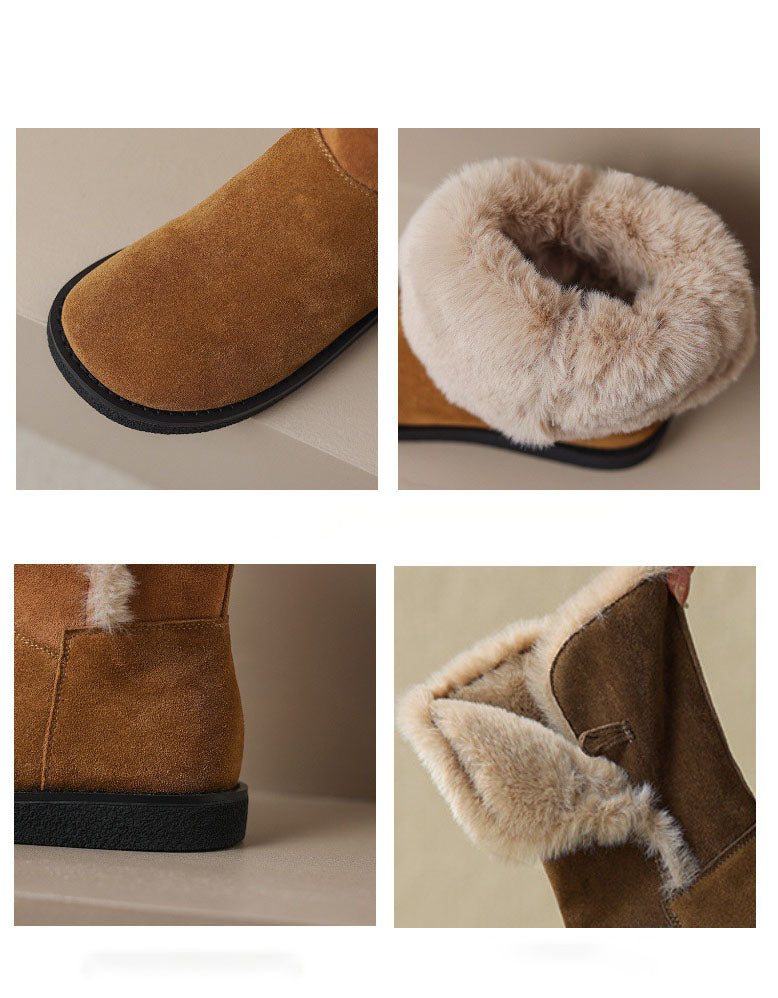 Winter Suede Snow Boots with Fur