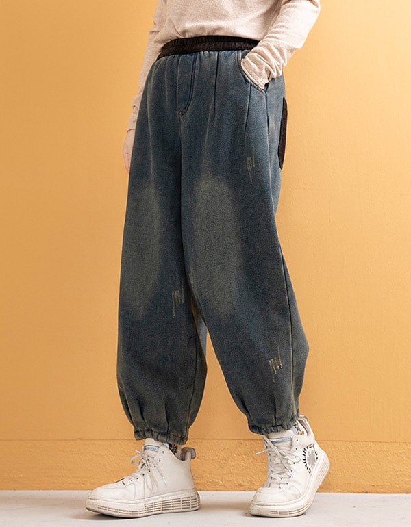 Velvet Loose Retro Denim Harem Pants