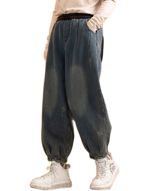 Velvet Loose Retro Denim Harem Pants