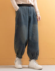 Velvet Loose Retro Denim Harem Pants