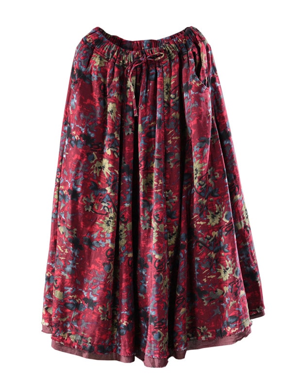 Women Double Layers Floral Prints Skirt