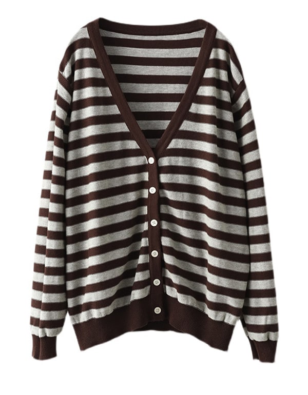 Women's Autumn Striped Knit Cardigan