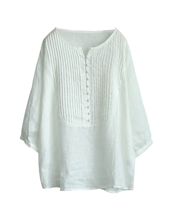 Women's Buckle Front Linen Shirt