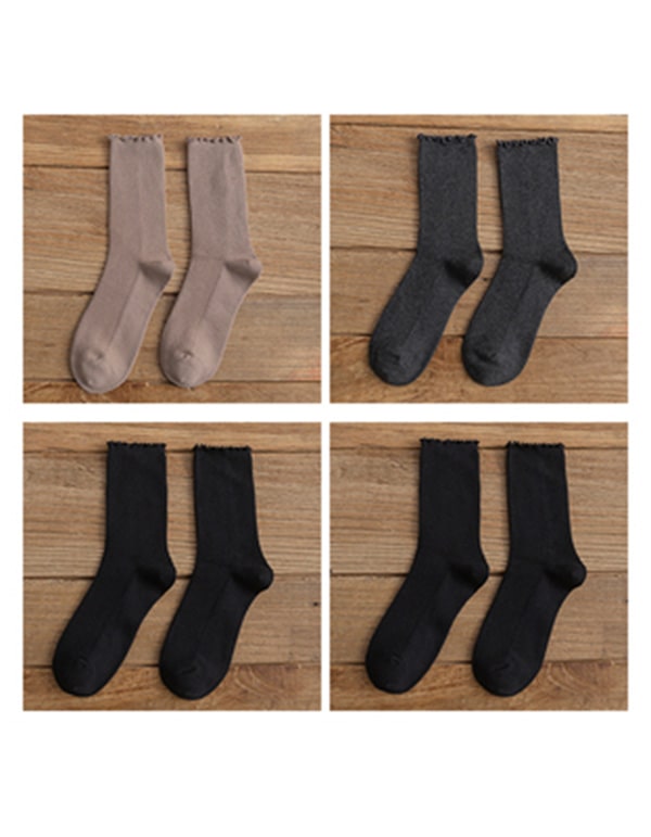 4 Pairs Sold Color Women's Tube Cotton Socks