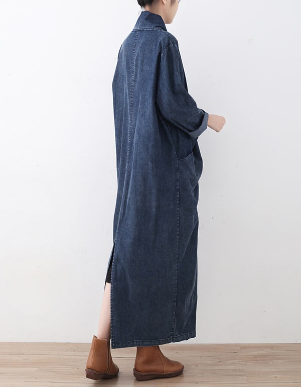 Women's Cross Chest Maxi Denim Dress