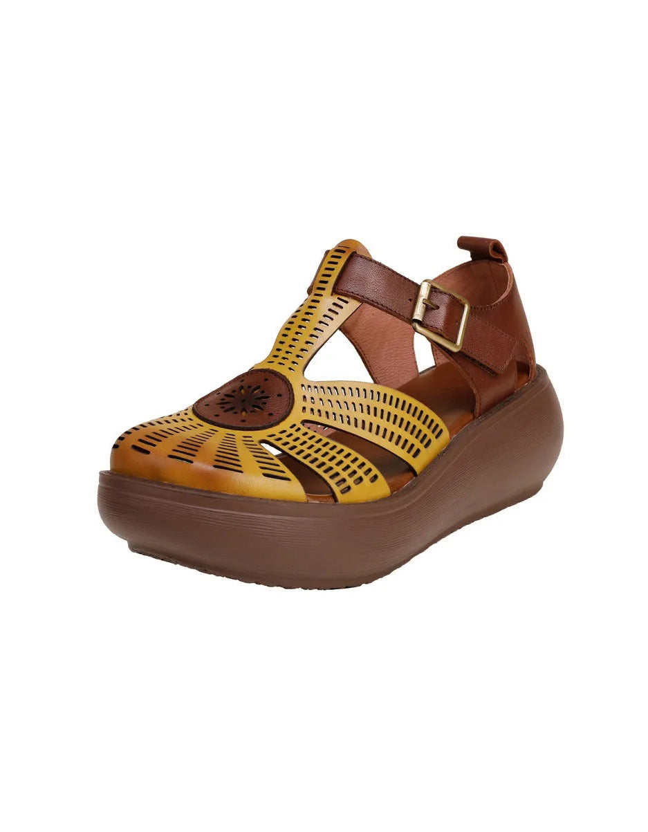 Women's Handmade Cut-out Wedge Sandals