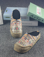 Women's Handmade Linen Floral Slippers