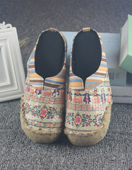 Women's Handmade Linen Floral Slippers