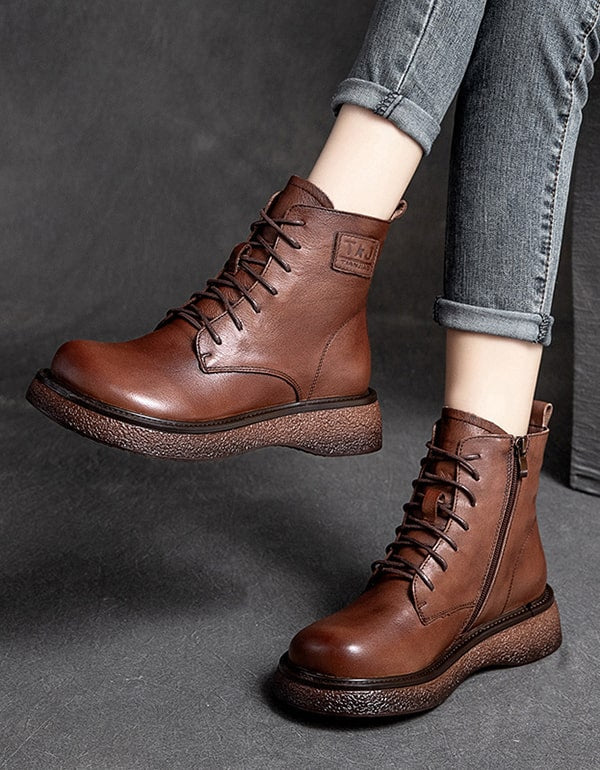 Women's Round Head Handmade Retro Boots