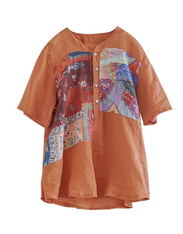 Women's Summer Printed Linen Loose Shirt