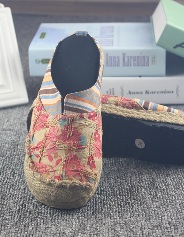 Women's  Linen Printed Handmade Slipper