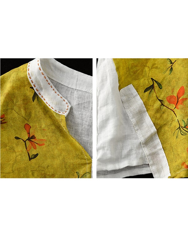 Women's Printed Embroidery Linen Shirt