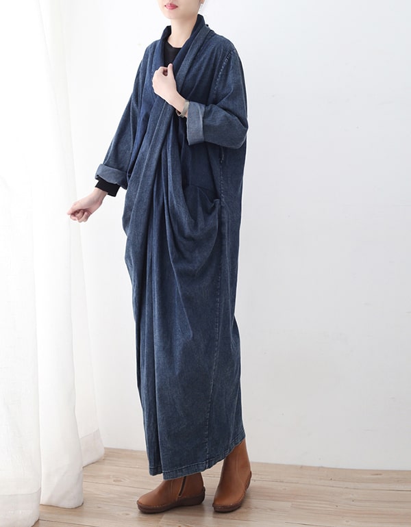 Women's Cross Chest Maxi Denim Dress