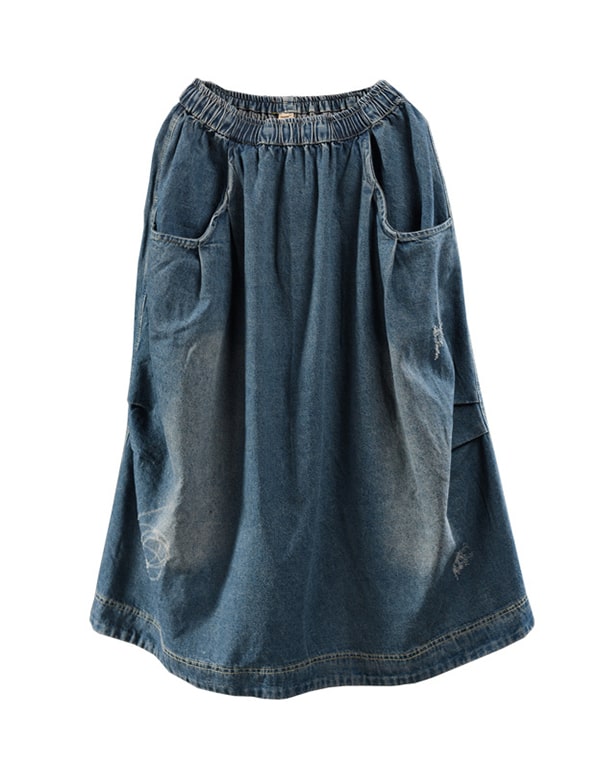 Women's Packet Retro Loose Denim Skirt