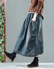 Women's Packet Retro Loose Denim Skirt