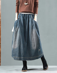 Women's Packet Retro Loose Denim Skirt