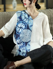 Women's Printed Embroidery Linen Shirt