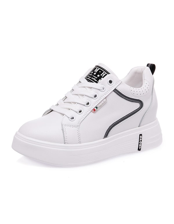 Women's Casual White Leather Sneakers