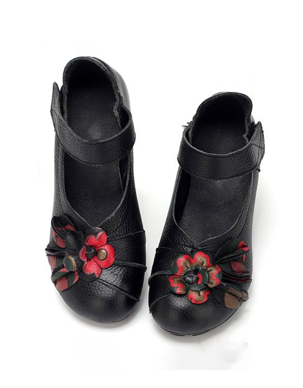 Women's Spring Round Head Flower Ethnic Shoes