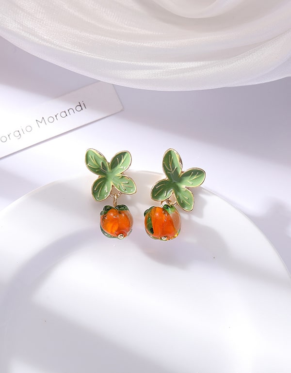 Women's Summer Glass Persimmon Earrings